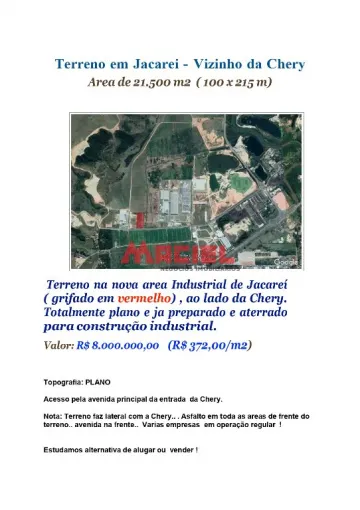 Jacarei Centro Area Locacao R$ 56.000,00  Area do terreno 21500.00m2 