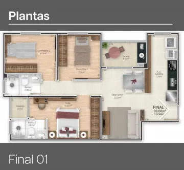 imagem 2 - PRÉDIO NOVO, PLANTAS DE 2 E 3 DM, 51 E 69 M2, ELEVADOR, LAZER COMPLETO imagem 2 - PRÉDIO NOVO, PLANTAS DE 2 E 3 DM, 51 E 69 M2, ELEVADOR, LAZER COMPLETO